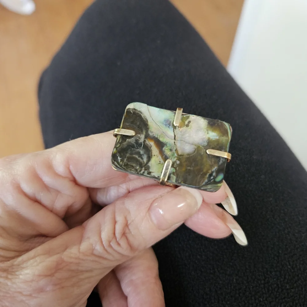 ABALONE AND STERLING SILVER ADJUSTABLE RING. BIG PIECE. PHOTOS 📸 - Picture 3 of 8
